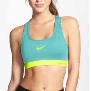Nike Teal and Neon Yellow Sports Bra